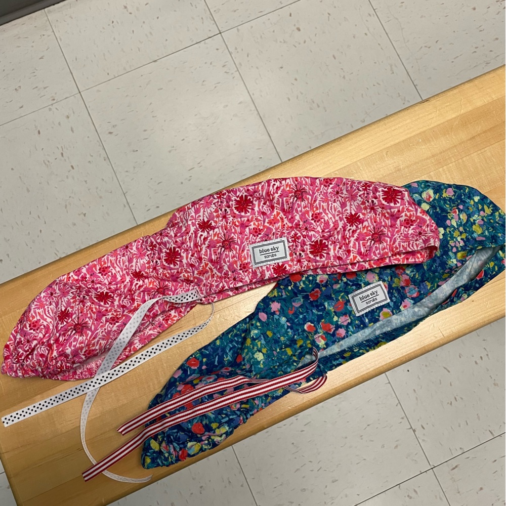 Blue sky pony scrub caps